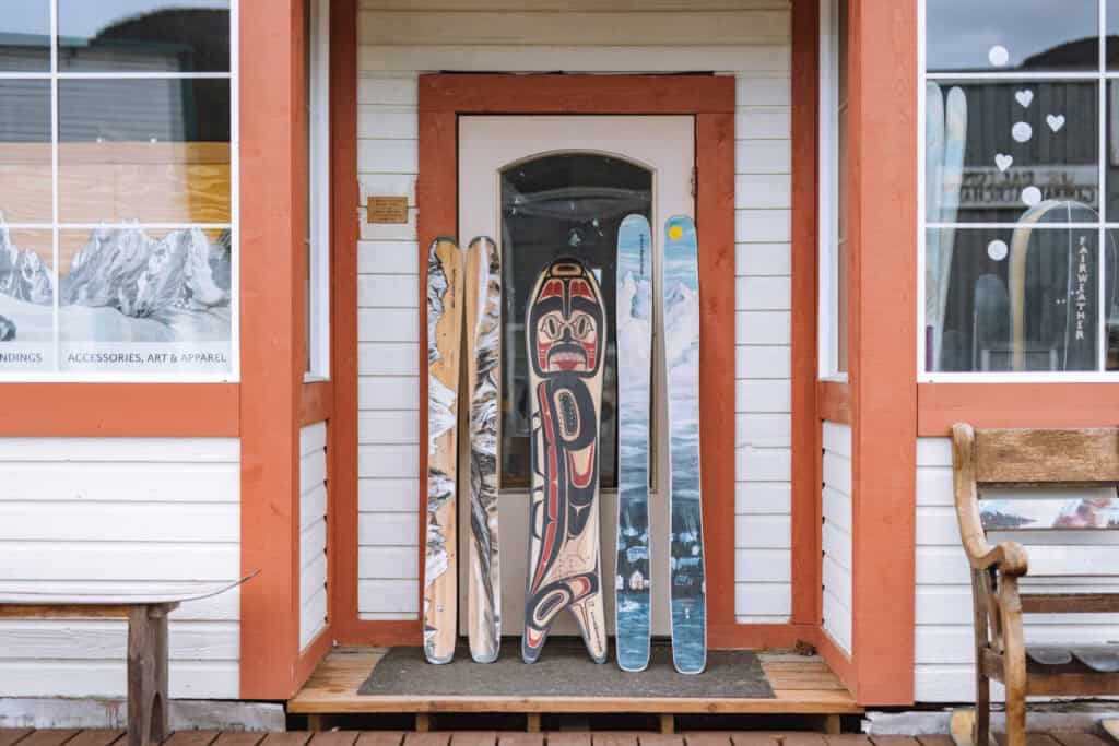 Handcrafted skis, all locally made in Haines, Alaska.