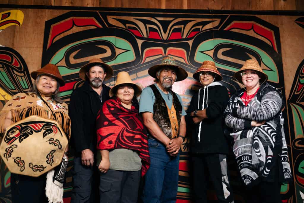 A group shot of people in regalia in Hoonah, AK.