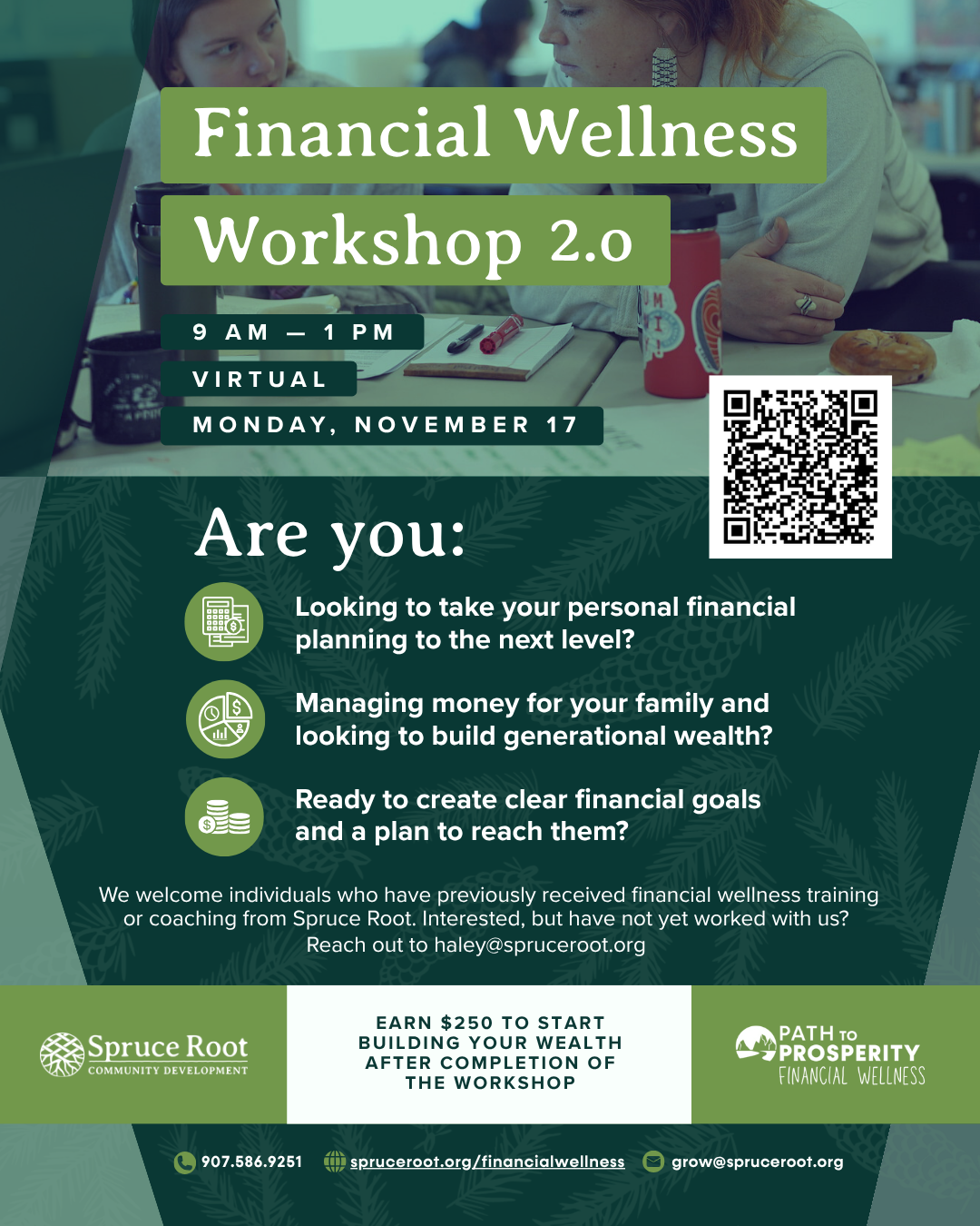 Virtual Financial Wellness Workshop 2.0 on November 17th flyer