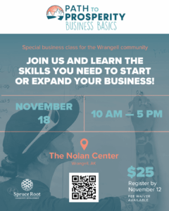 Business basics workshop in Wrangell on November 18th flyer